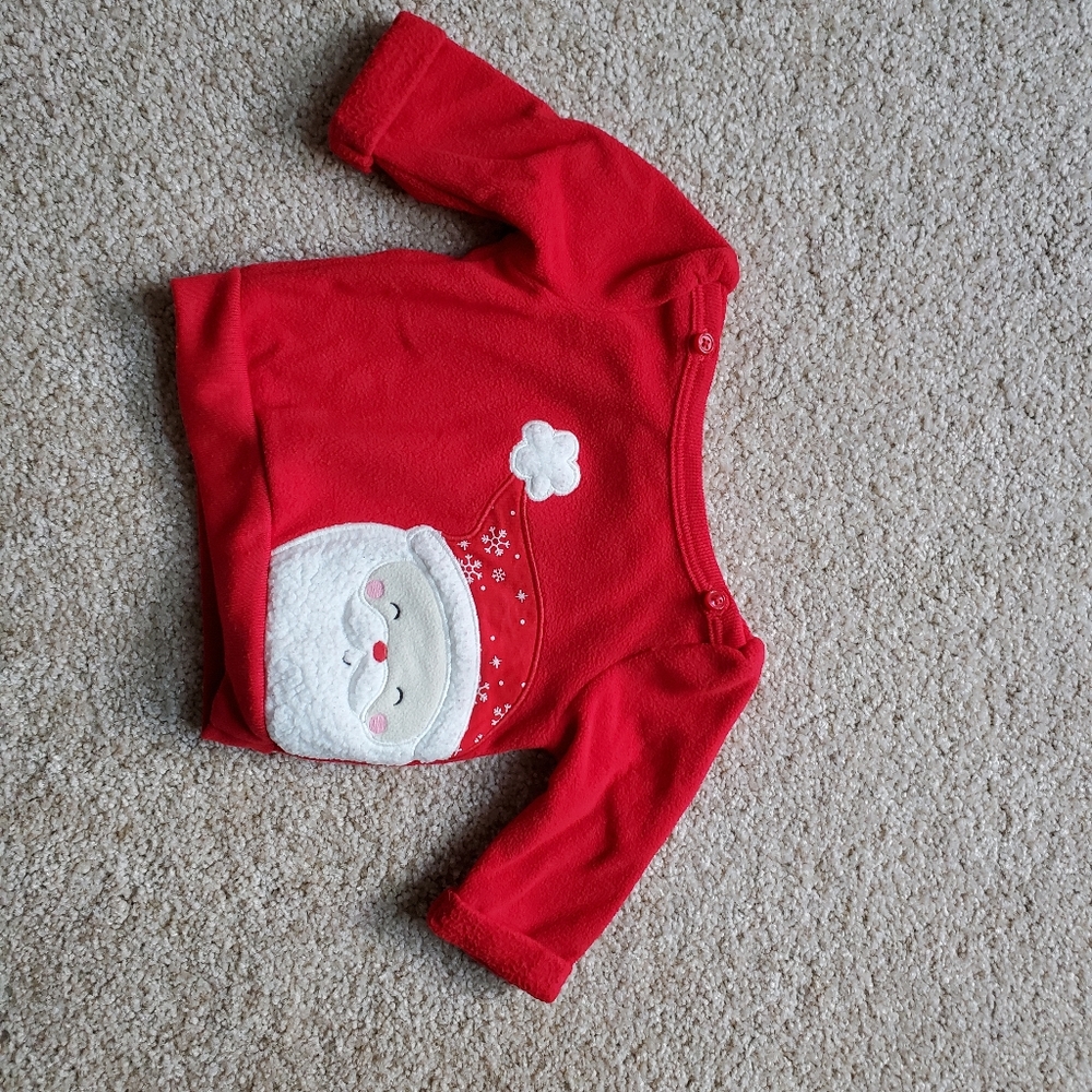 newborn boy girl fleece soft santa christmas pullover sweater nb
